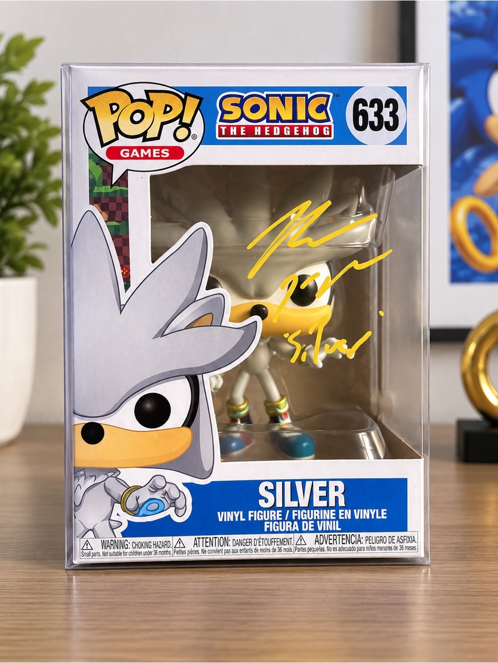 FUNKO POP! GAMES SONIC THE HEDGEHOG SILVER #633 AUTOGRAPHED & AUTHENTICATED
